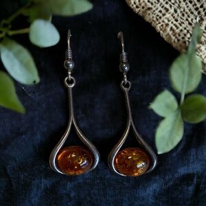 Baltic amber and sterling silver earrings